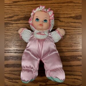 HASBRO PLAYSKOOL My Very Soft Baby Doll Pink Satin 1995 Squeaks VTG Vinyl Face